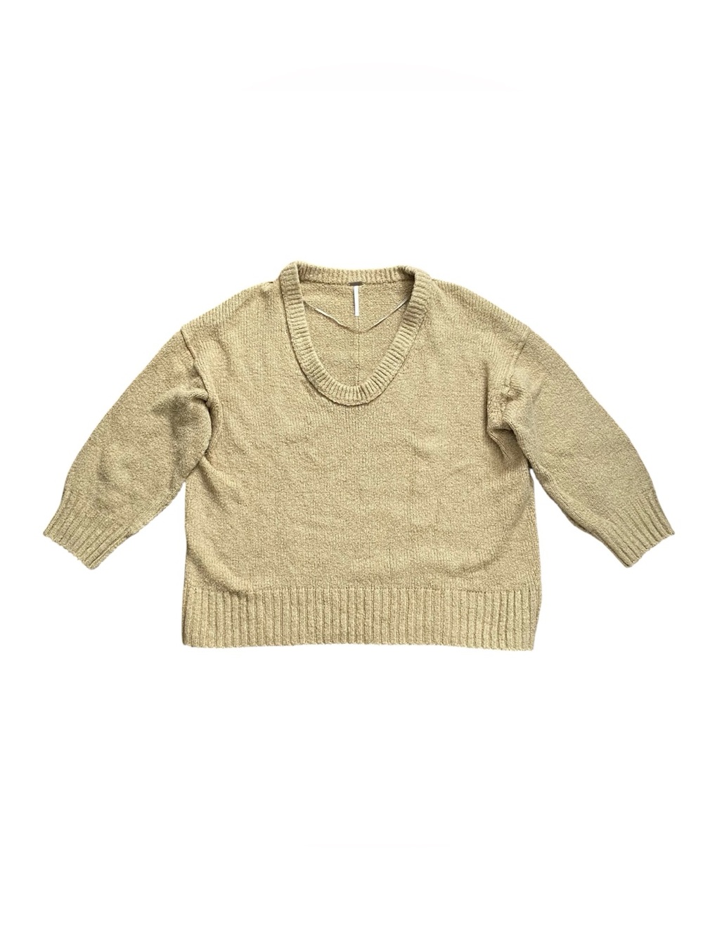 Free People Oversized Pullover Round Neck Knit Sweater Women’s Medium Tan Beige